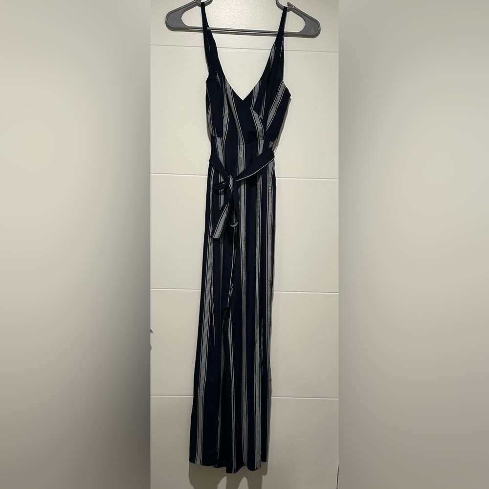 Rails Navy and White Striped Wide Leg Jumpsuit